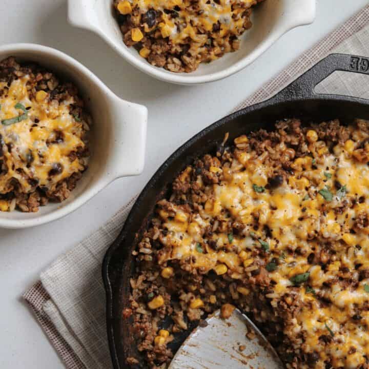 Tex-Mex Ground Beef and Rice Skillet