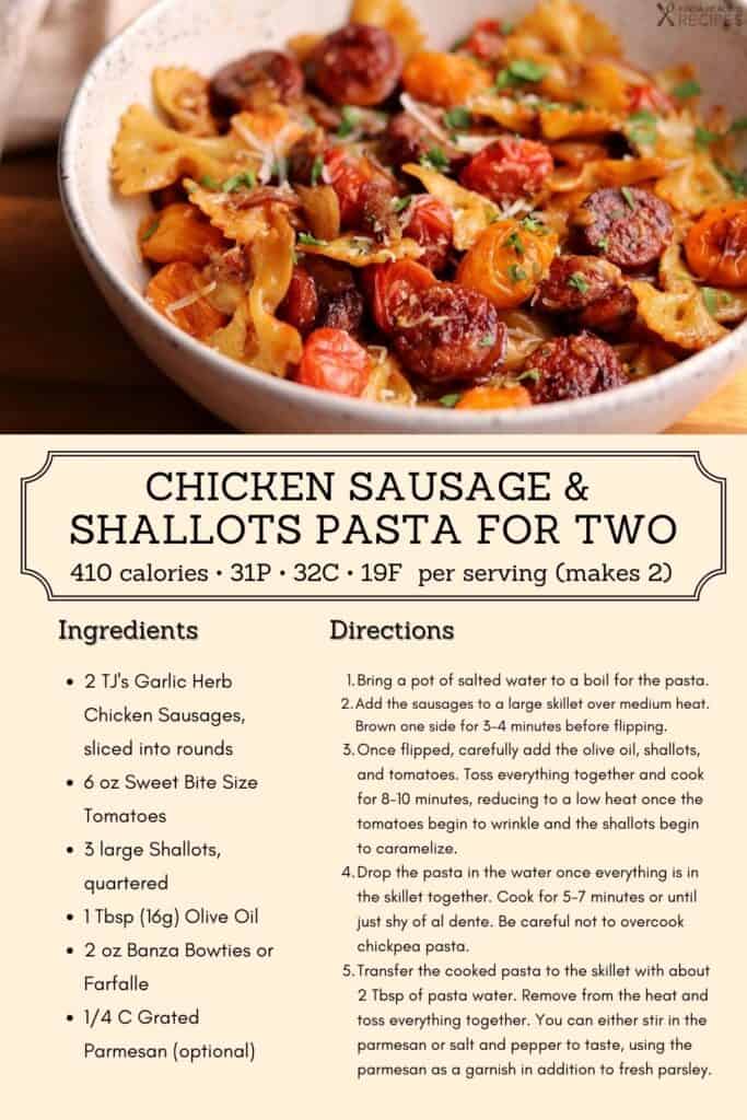 chicken sausage pasta recipe infographic