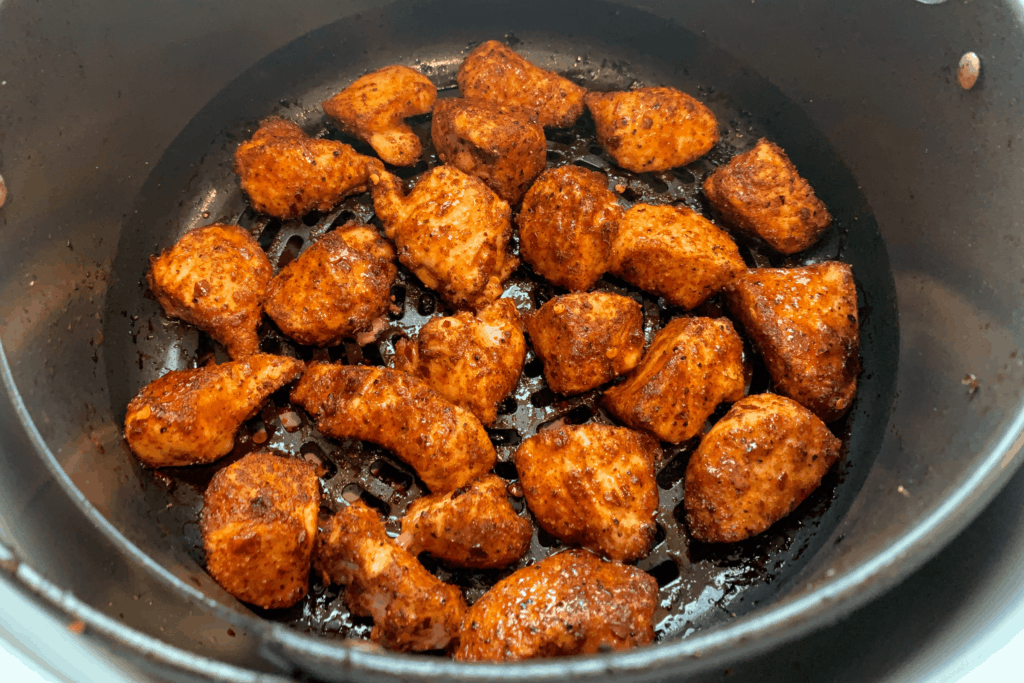Nashville hot chicken nuggets after air frying