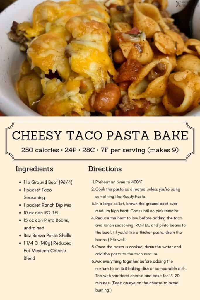 taco pasta recipe infographic