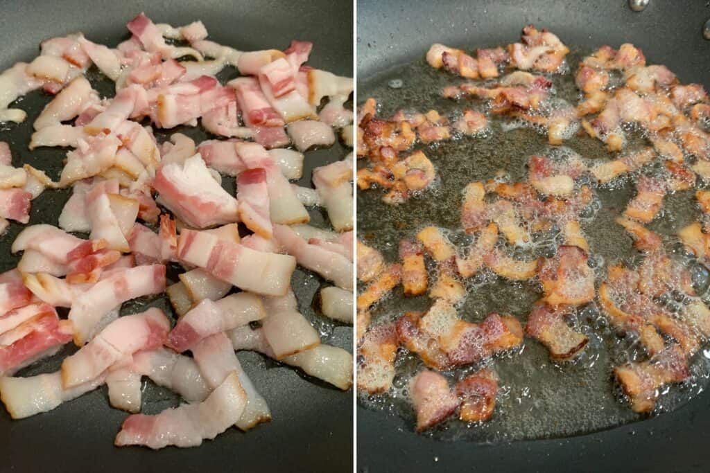 cooking bacon in a nonstick skillet