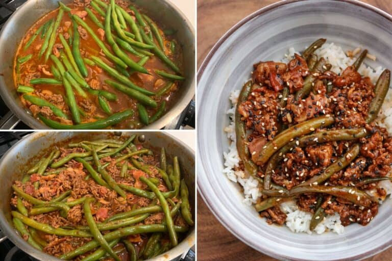 Sriracha BBQ Ground Beef and Green Beans Kinda Healthy Recipes