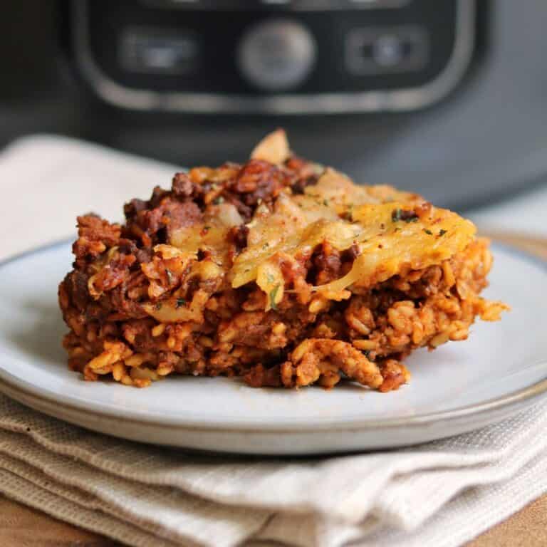 25-Minute Ninja Foodi Ground Beef and Rice Casserole