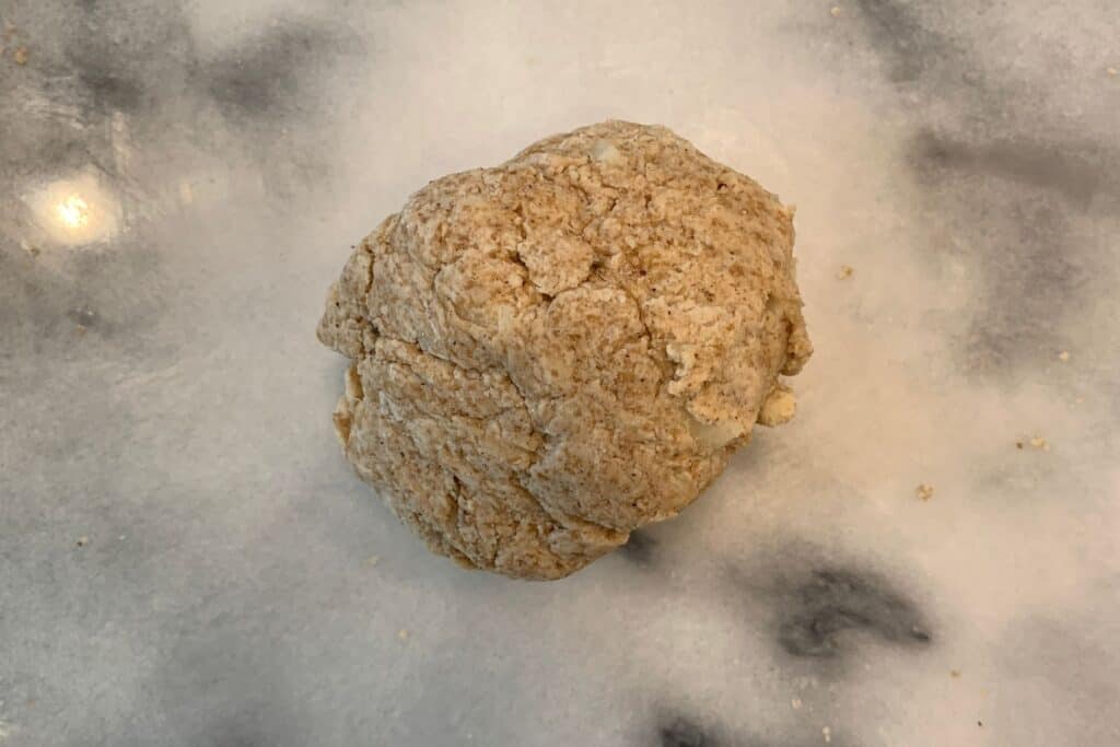 ball of apple fritter dough before air frying