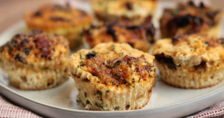 bacon mushroom egg white muffins on a plate