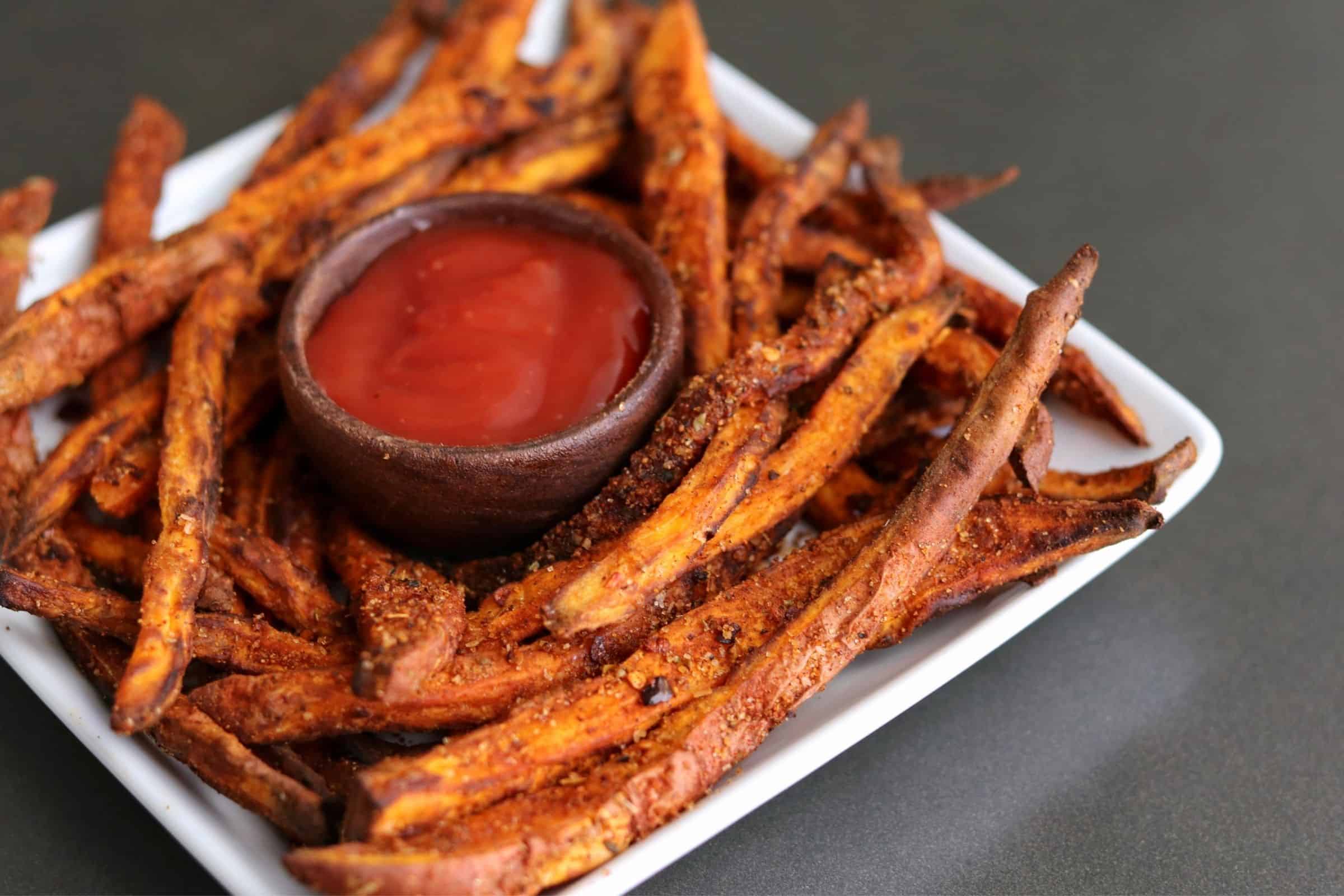Cajun Seasoned Ninja Foodi Sweet Potato Fries - Kinda Healthy Recipes