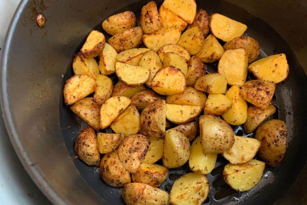 the Greek potatoes after air frying a second time