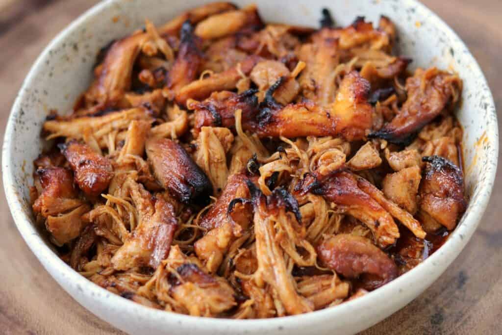 bbq pulled chicken in a bowl