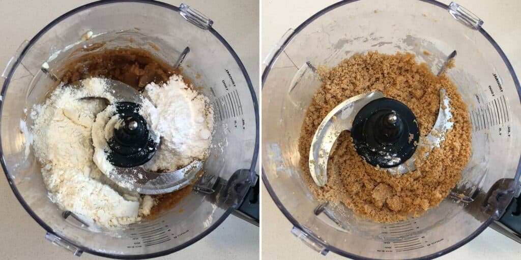 adding protein powder and powdered sugar to the peanut butter mixture