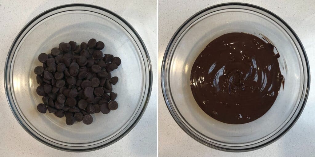melted chocolate chips in a bowl