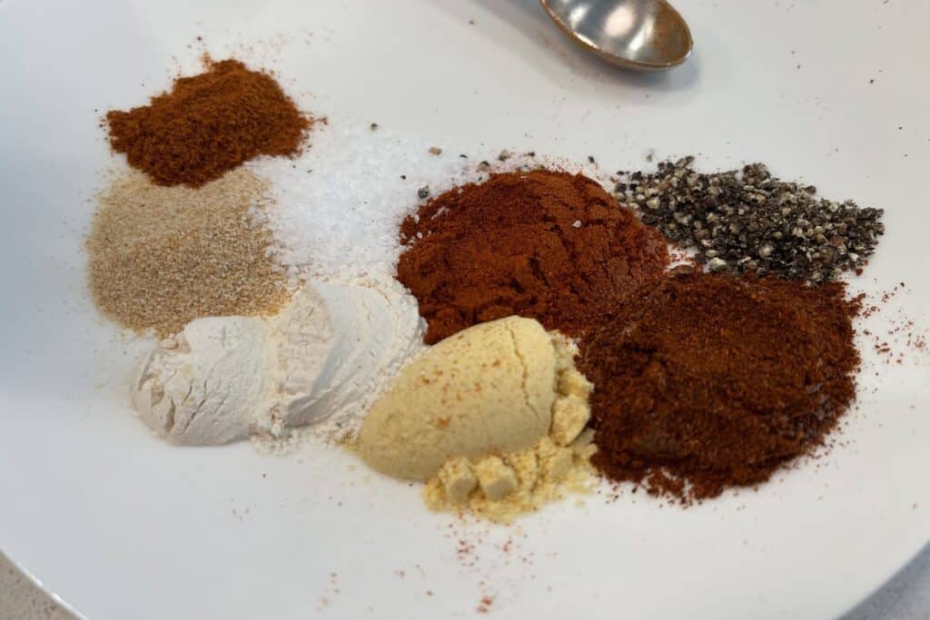 ingredients for buffalo seasoning on a plate
