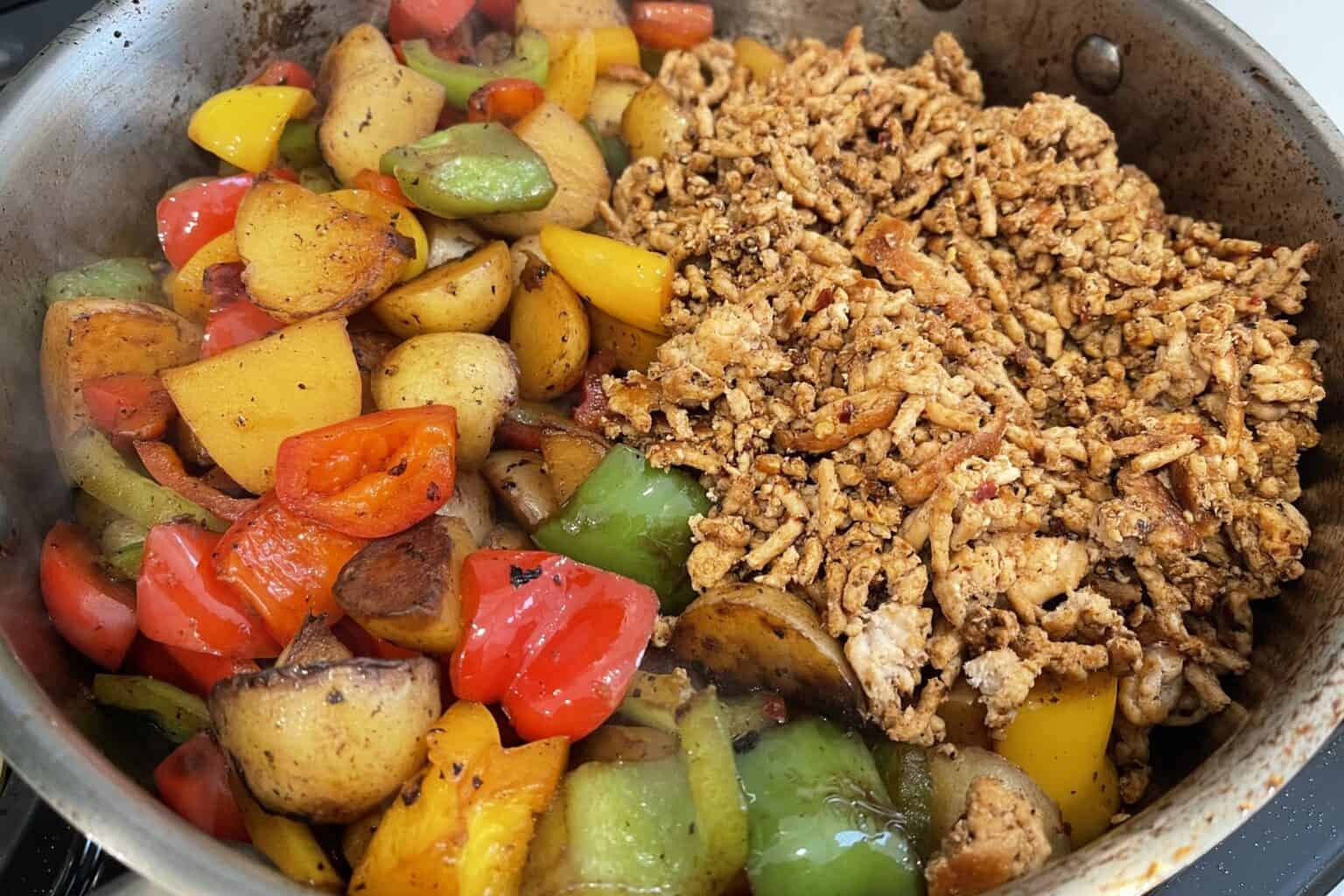 Healthy Turkey Sausage Breakfast Skillet with Potatoes and Peppers