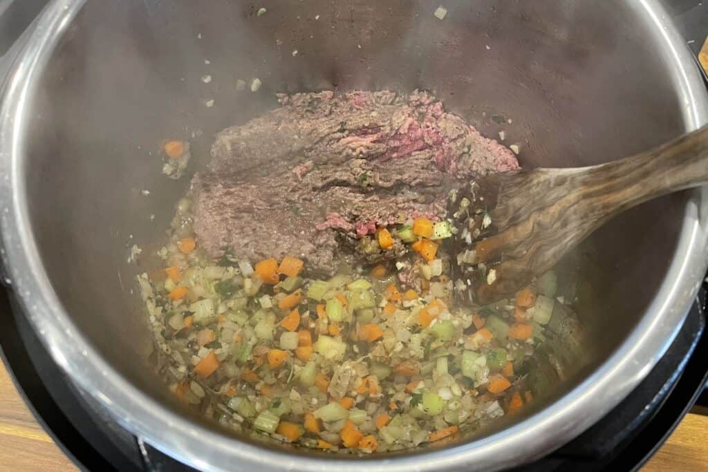 browning the ground beef in the instant pot