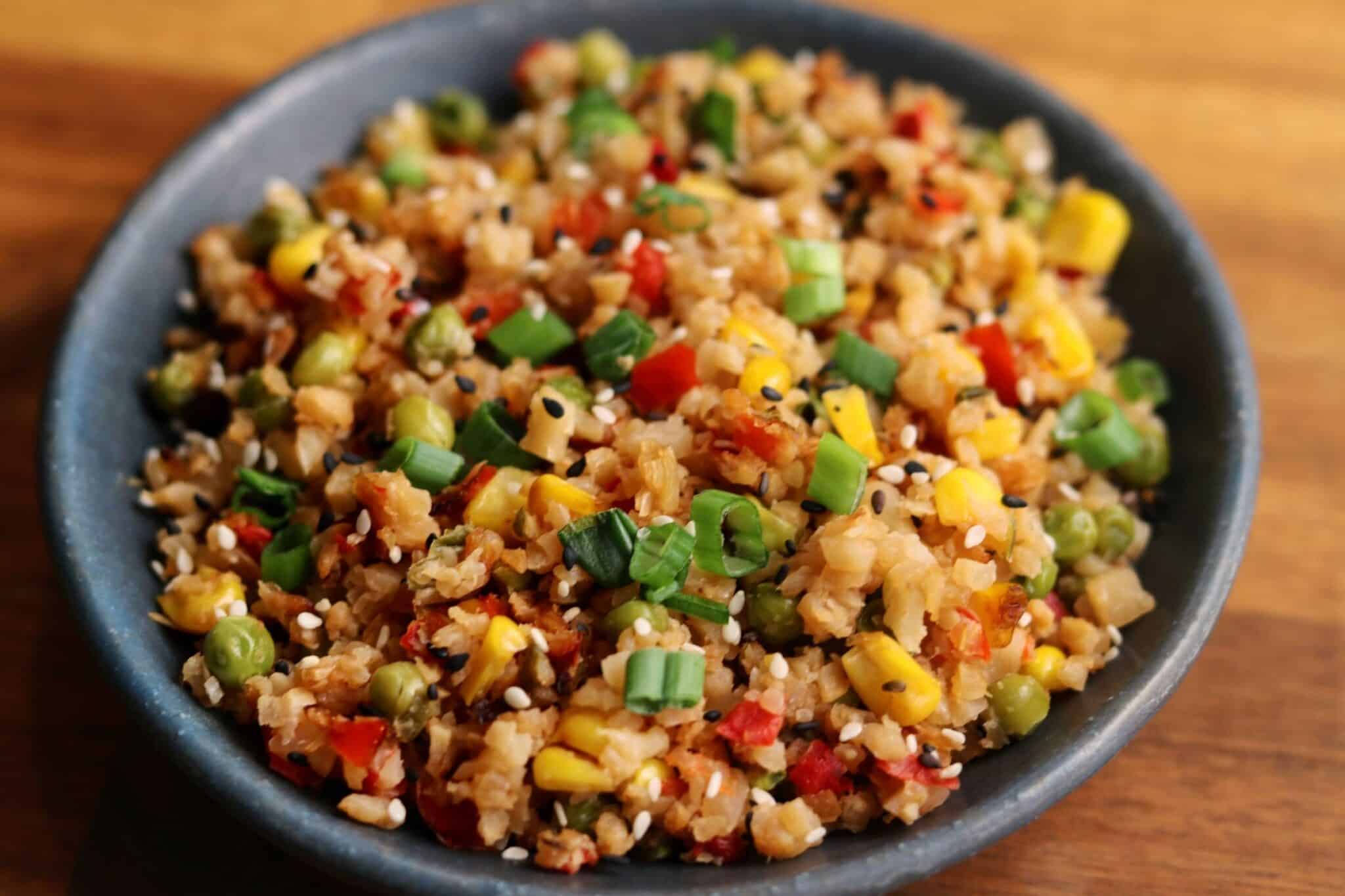 Air Fryer Fried Cauliflower Rice - Kinda Healthy Recipes