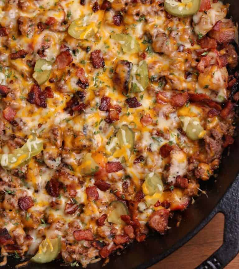 Low Carb Bacon Cheeseburger Skillet Casserole