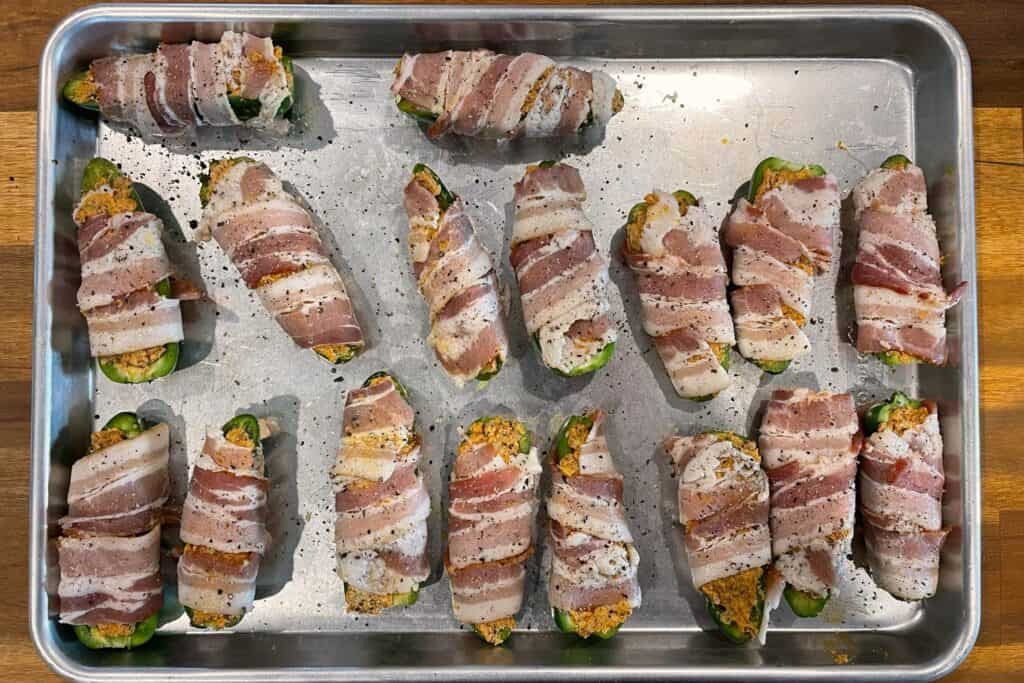 bacon wrapped jalapeño poppers before smoking