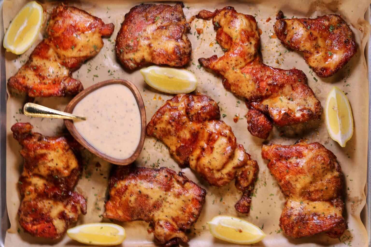 Bbq Smoked Chicken Thighs With Alabama White Sauce 3303