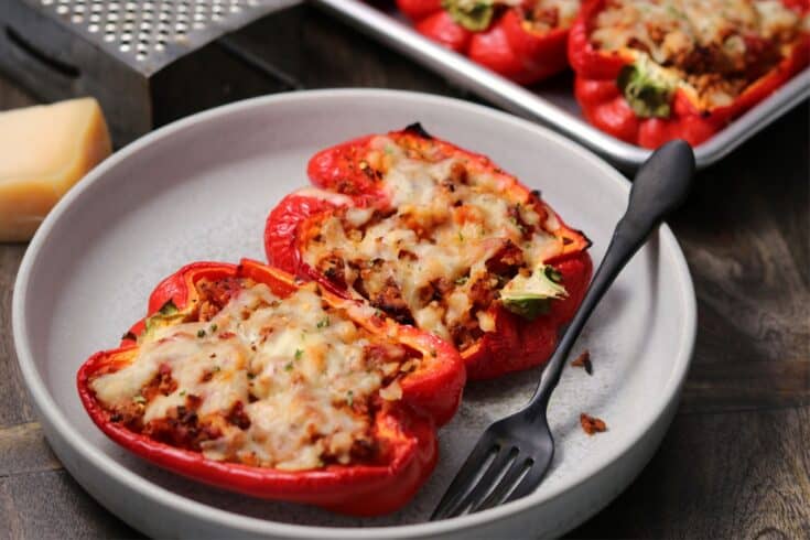 Low Carb Italian Stuffed Peppers - Kinda Healthy Recipes