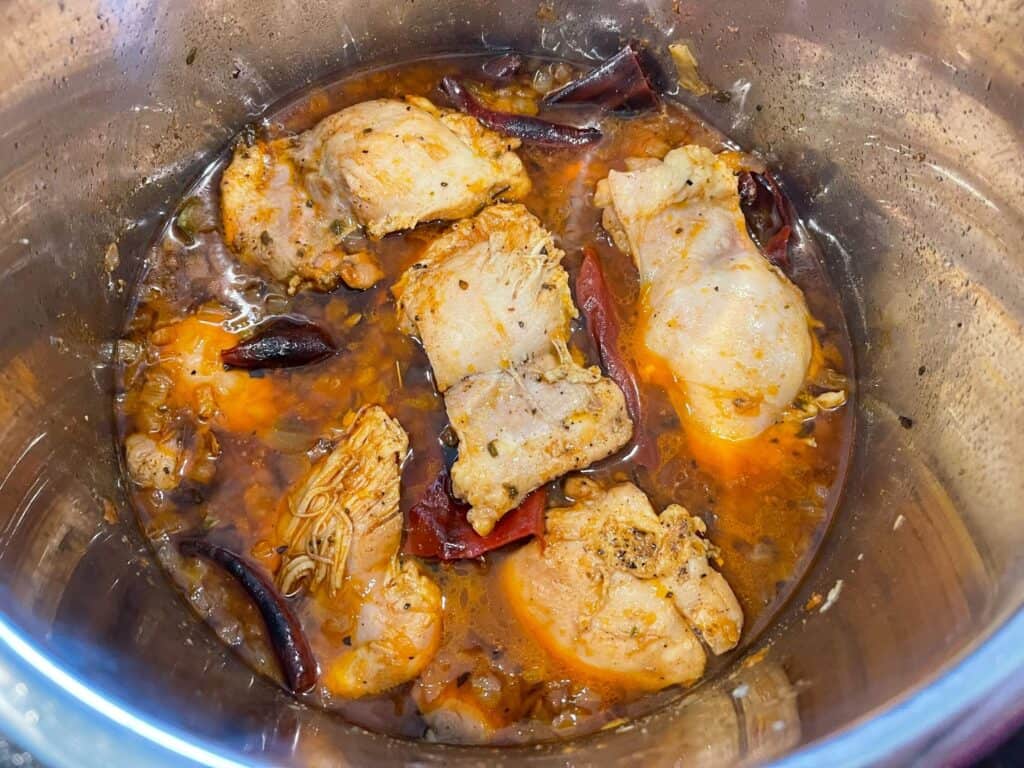 chicken birria after pressure cooking