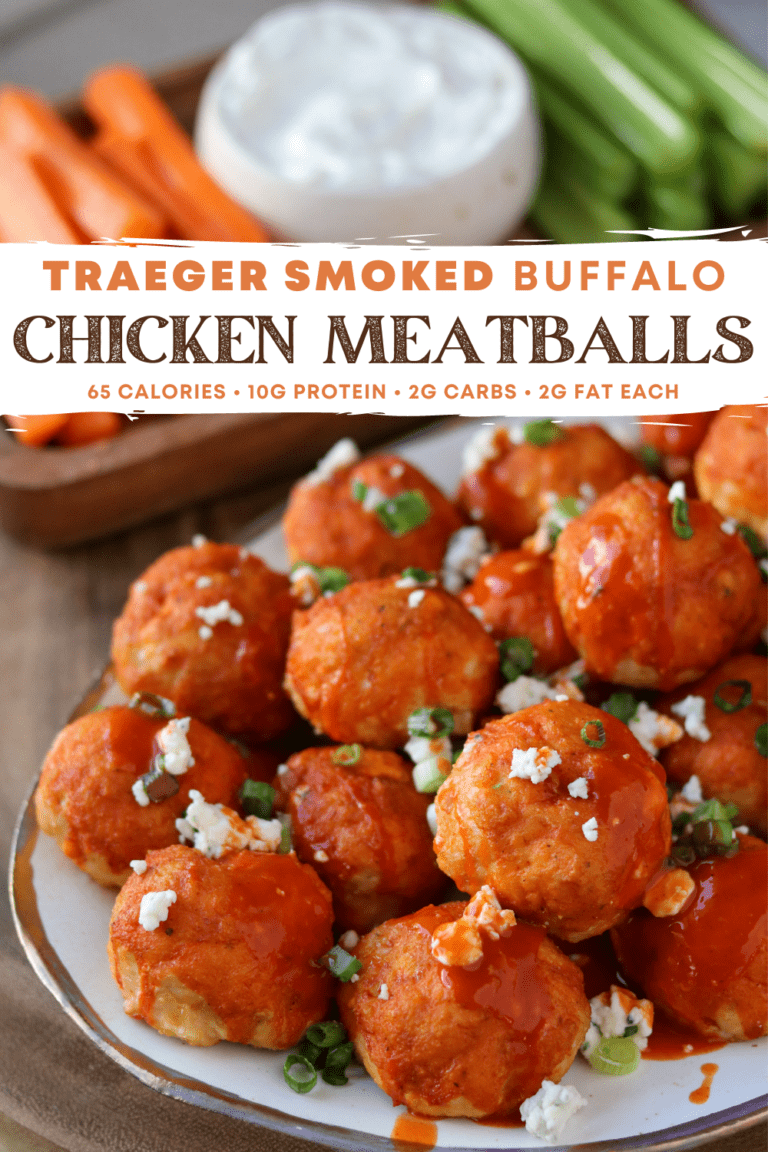 Traeger Smoked Buffalo Chicken Meatballs - Kinda Healthy Recipes