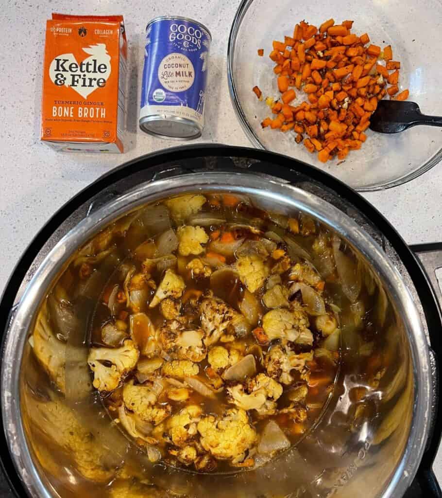 roasted vegetables in the Instant Pot with Kettle & Fire bone broth