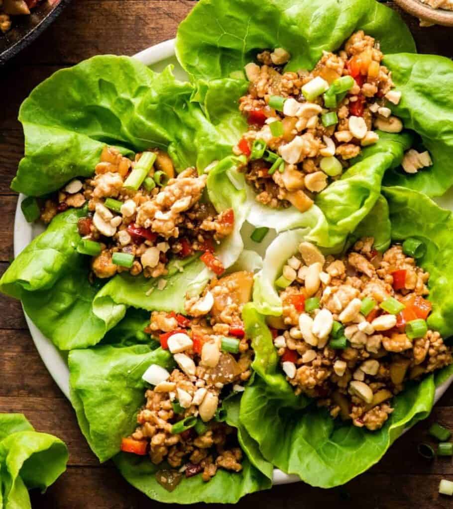 lettuce wraps with Asian ground chicken