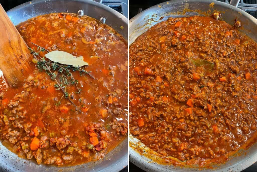 cooking down the low carb cottage pie filling