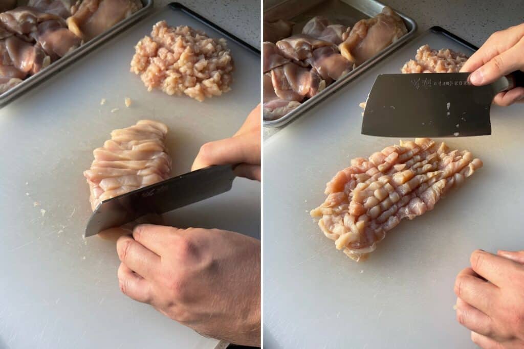 slicing chicken breast