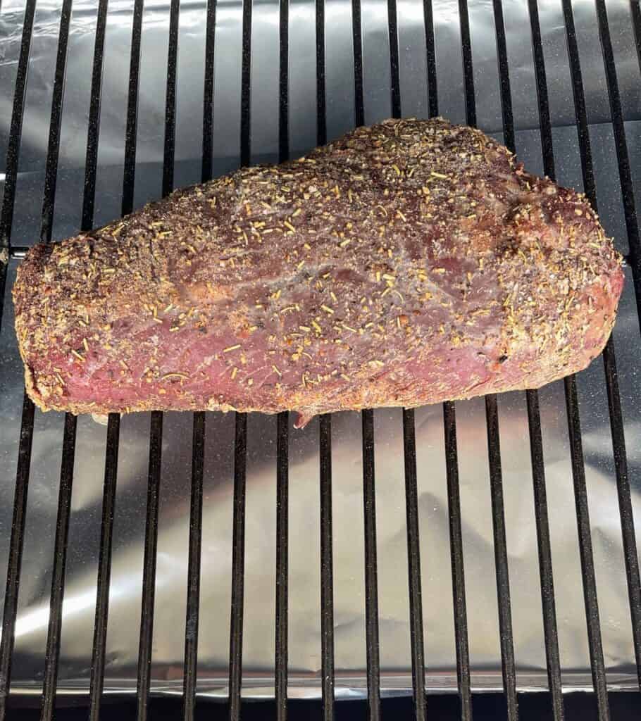 smoked chuck tender roast after 90 minutes at 200ºF 
