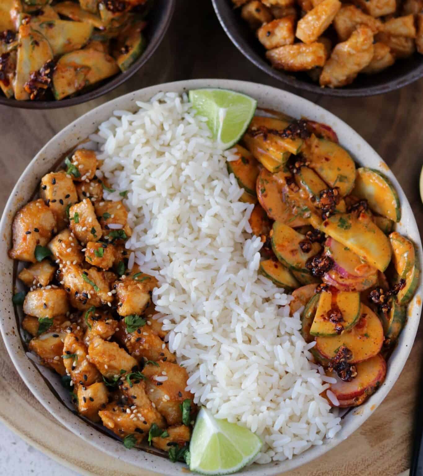 Sweet Chili Chicken Bites with Cucumber Crunch Kinda Healthy Recipes