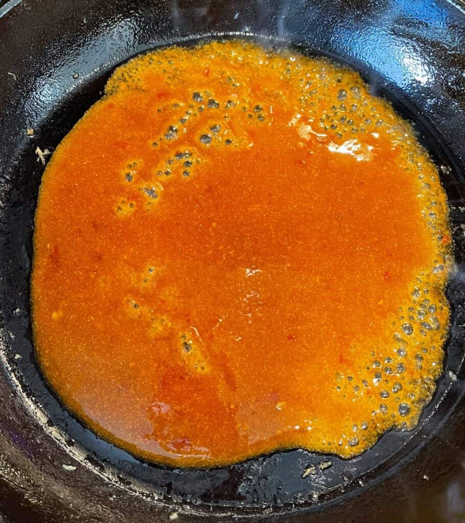 reducing sweet chili sauce for chicken bites