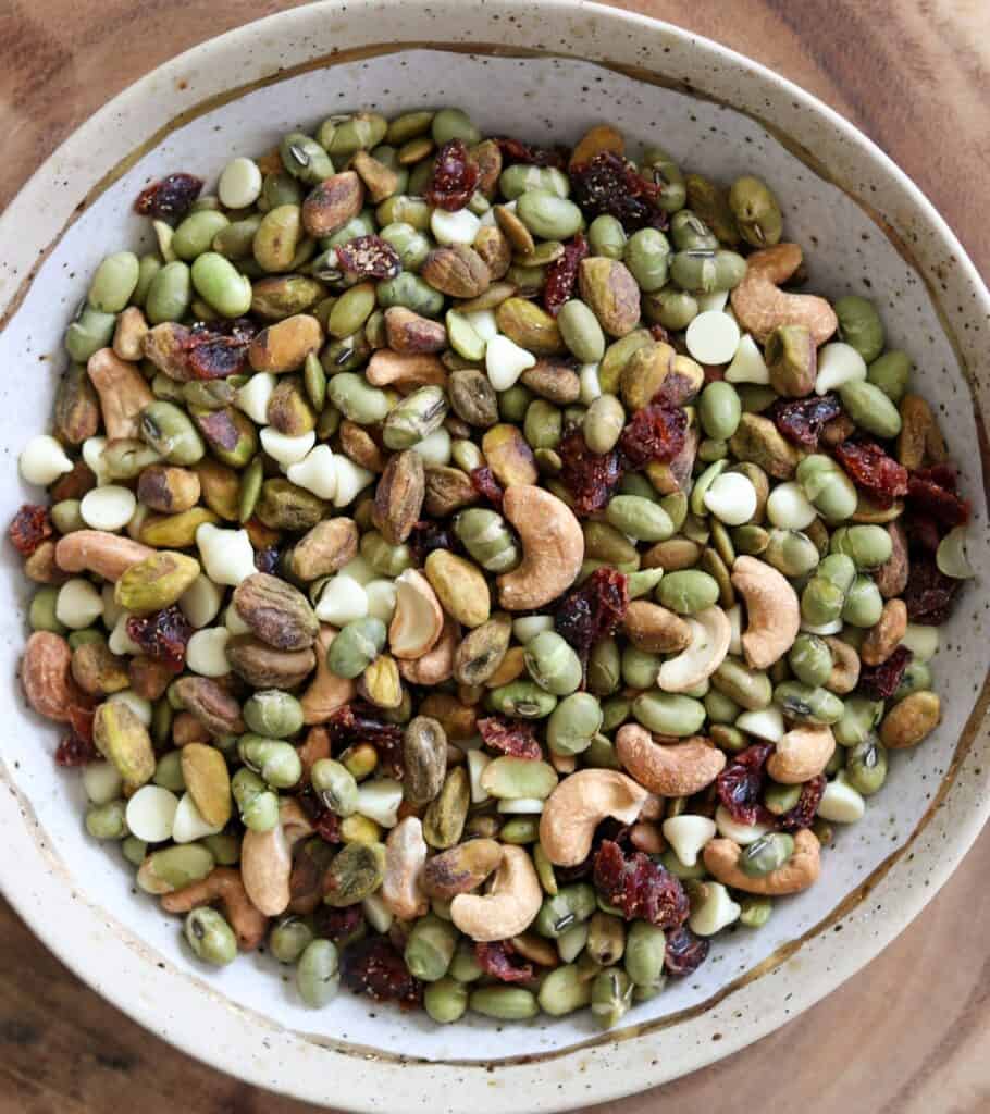 homemade protein trail mix in a bowl