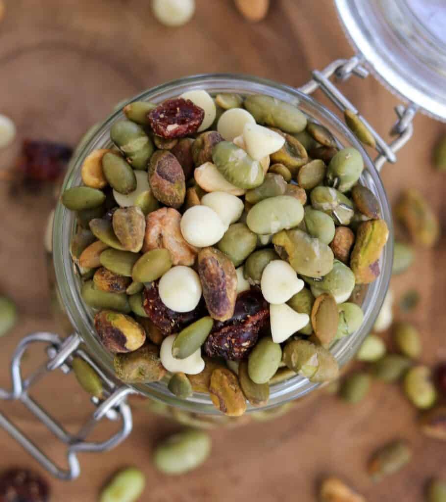 protein trail mix in a jar 