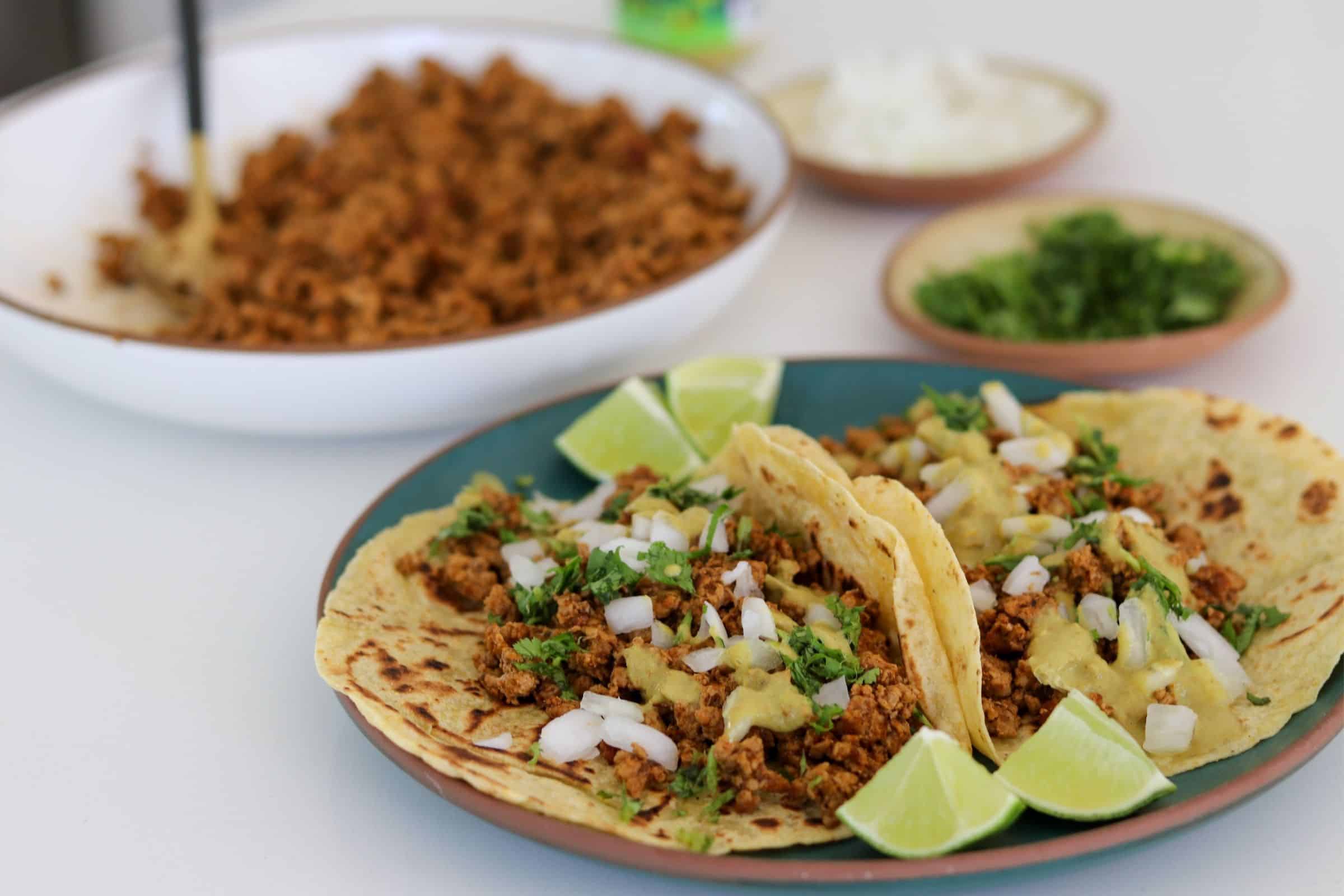 Healthy Ground Pork Tacos Two Ways Spicy Citrus and Green Chile