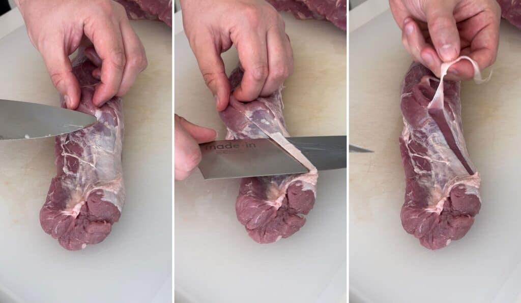 removing silver skin from pork tenderloin