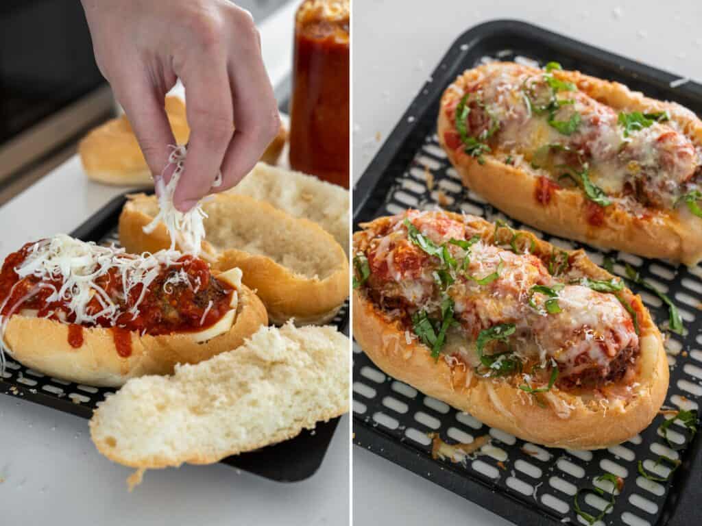 making meatball subs with hollowed out sub rolls