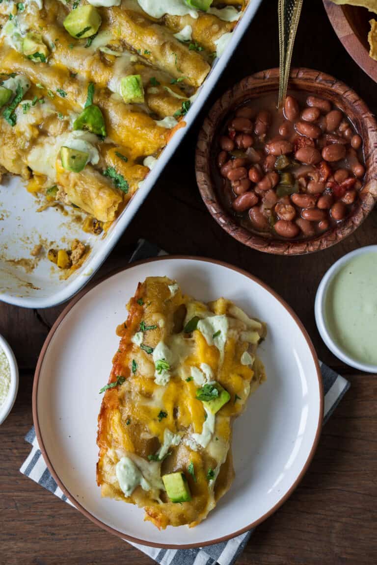 Green Chile Ground Turkey Enchiladas