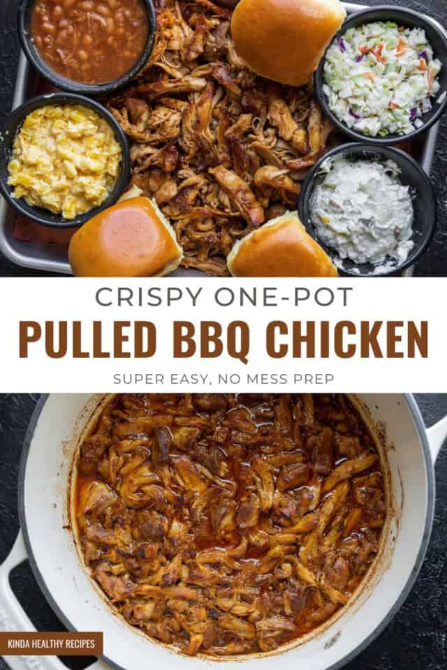 Dutch Oven Shredded Chicken - Sweet & Tangy BBQ Style