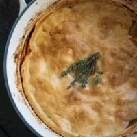 chicken pot pie in a Dutch oven