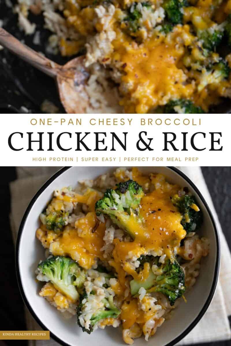 One-Pan Cheesy Ground Chicken and Rice with Broccoli