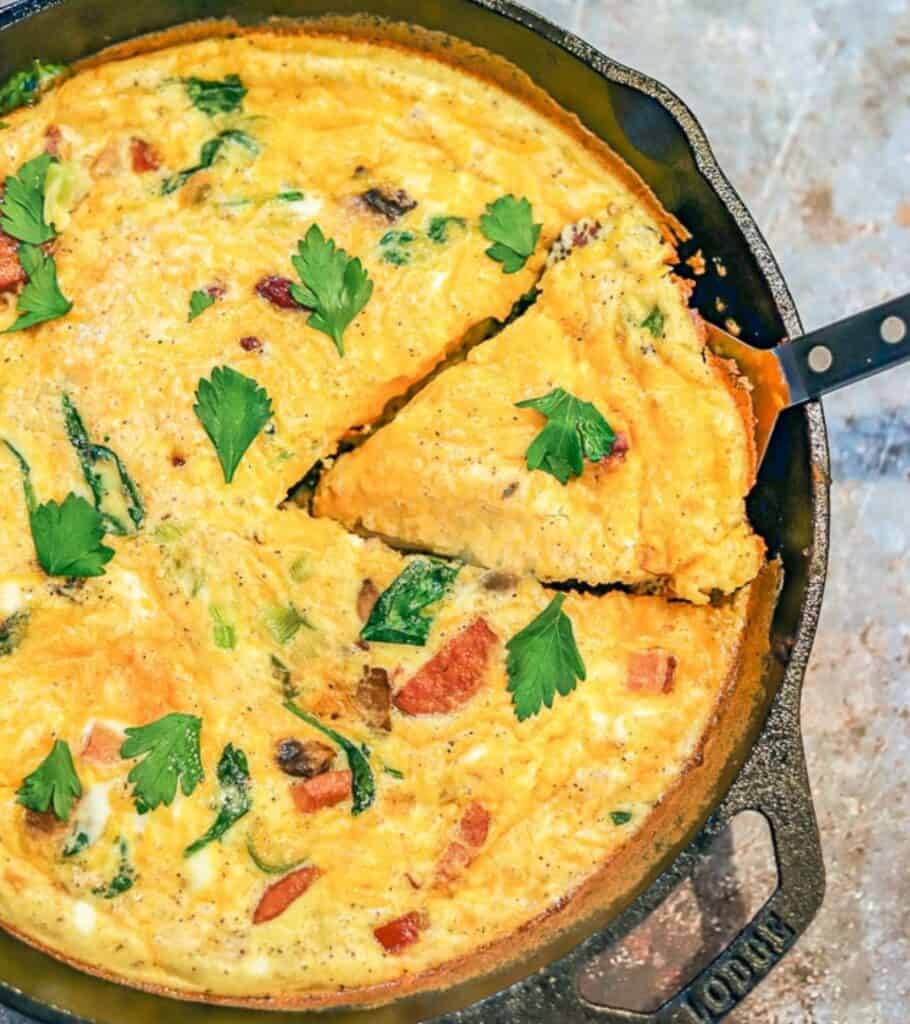 frittata in a cast iron skillet