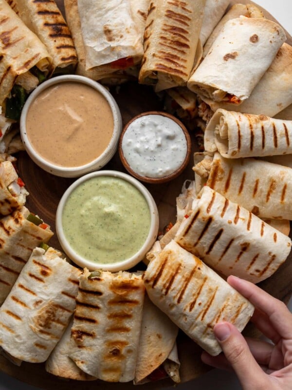 grabbing a grilled chicken wrap
