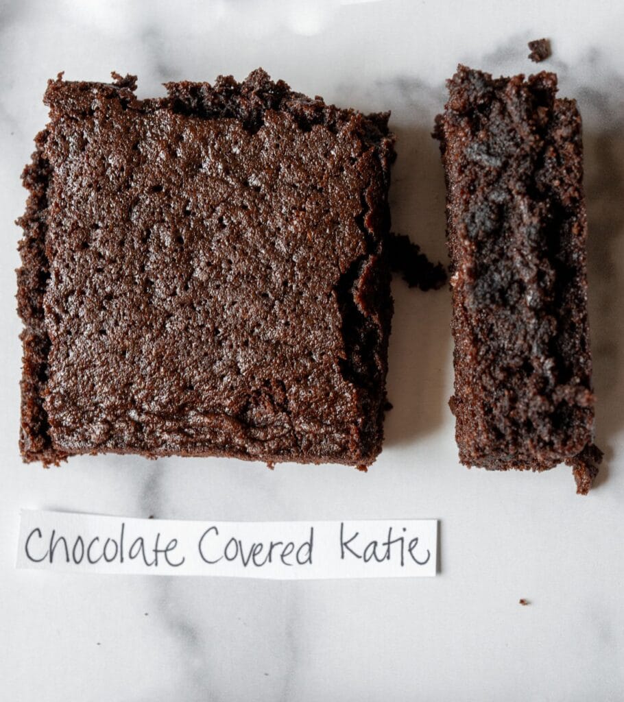 two healthy keto brownies from chocolate covered katie