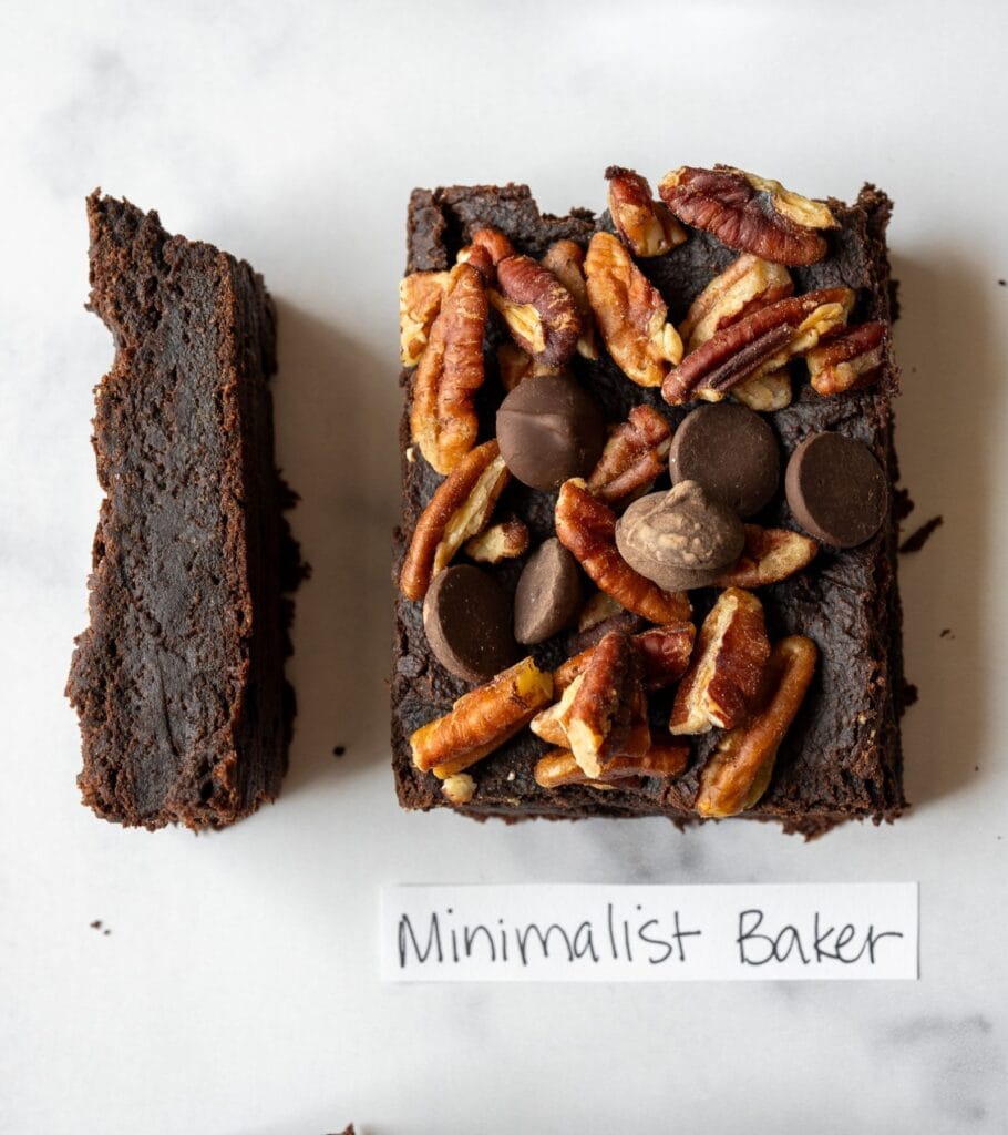 two gluten free brownies using the minimalist baker's recipe
