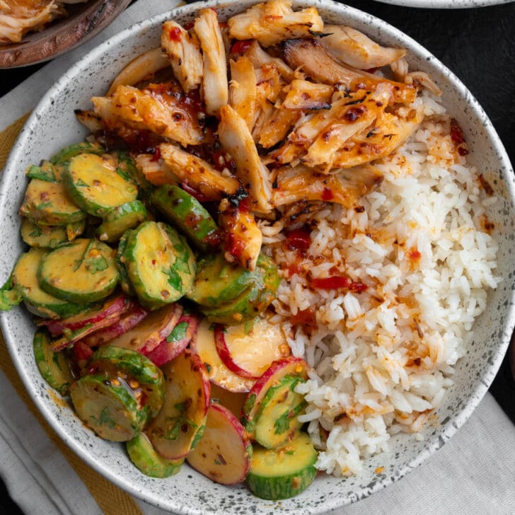 Thai Sweet Chili Rotisserie Chicken Bowls With Cucumber Crunch