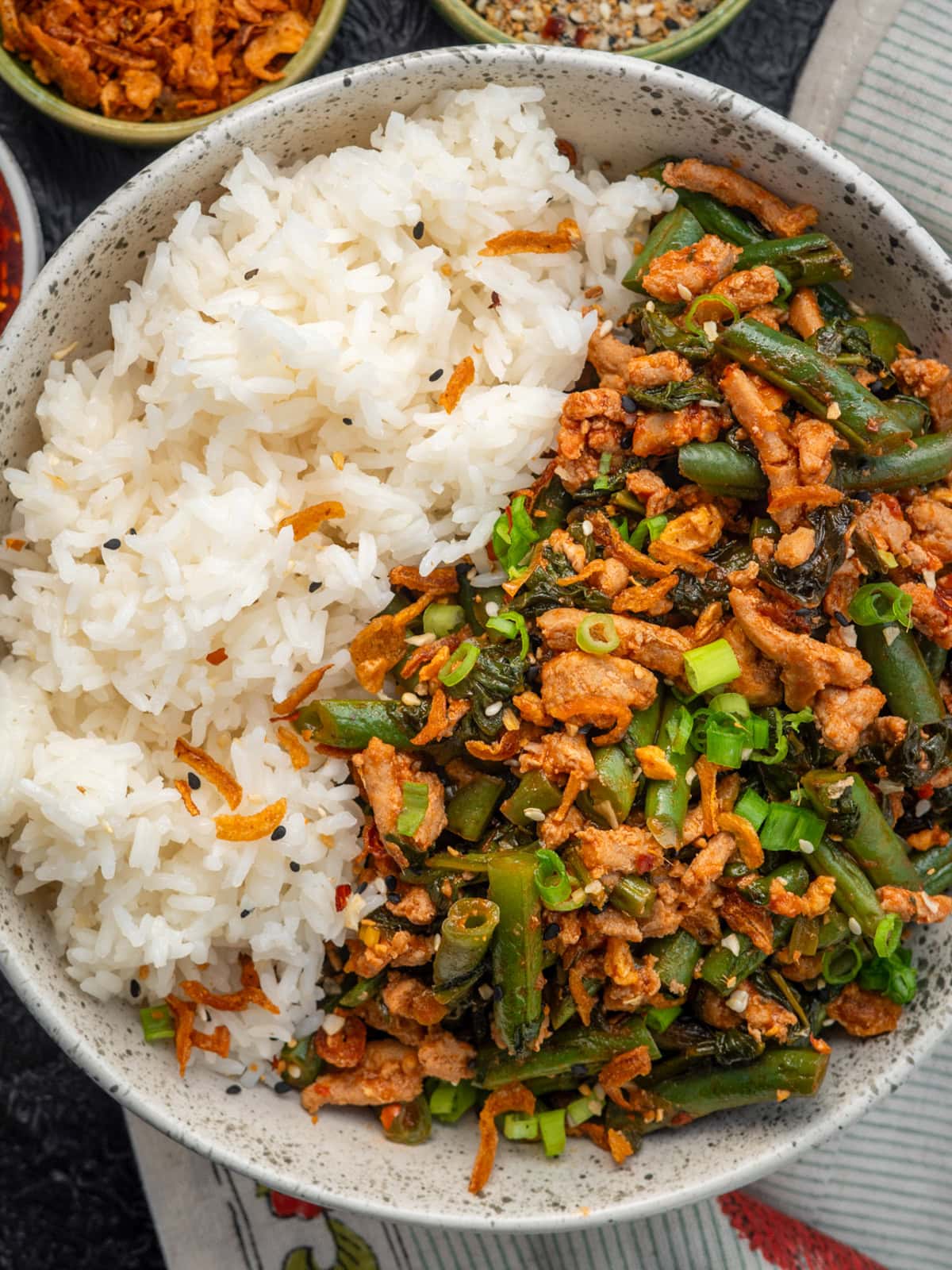 Chili Garlic Ground Turkey and Green Beans