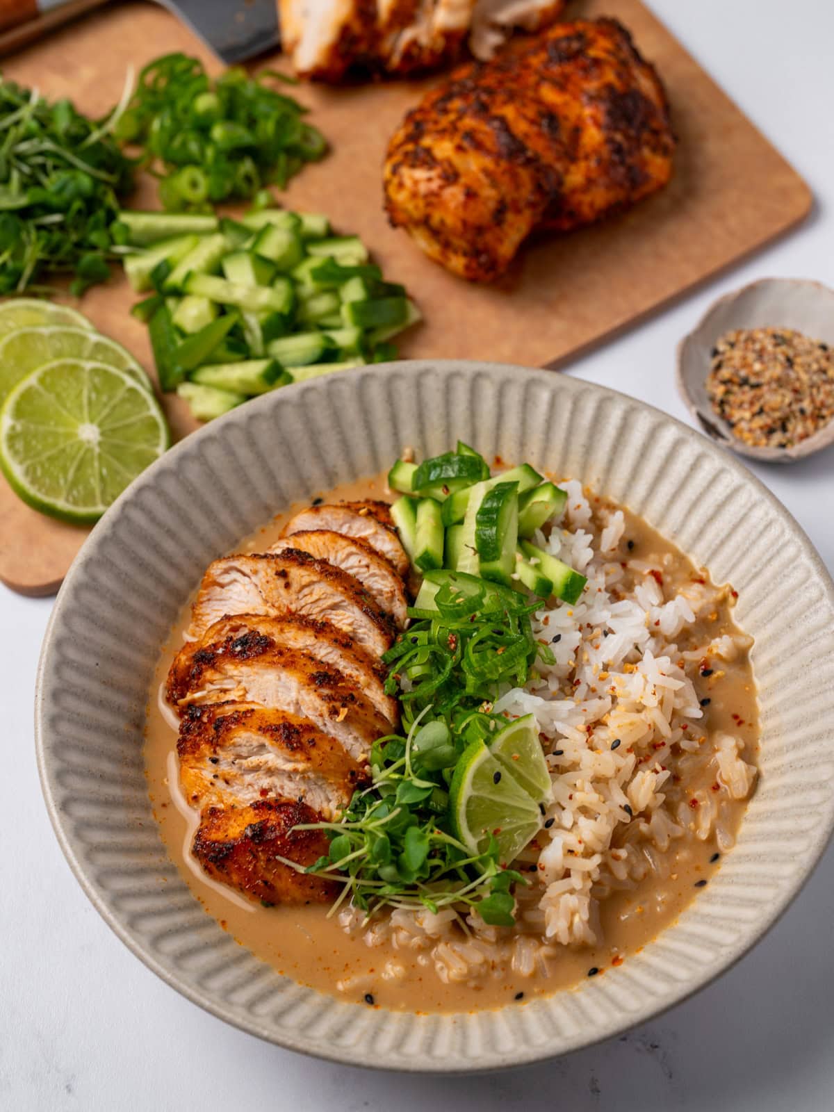 air fryer halal chicken breast rice bowl meal prep weeknight assembly quick