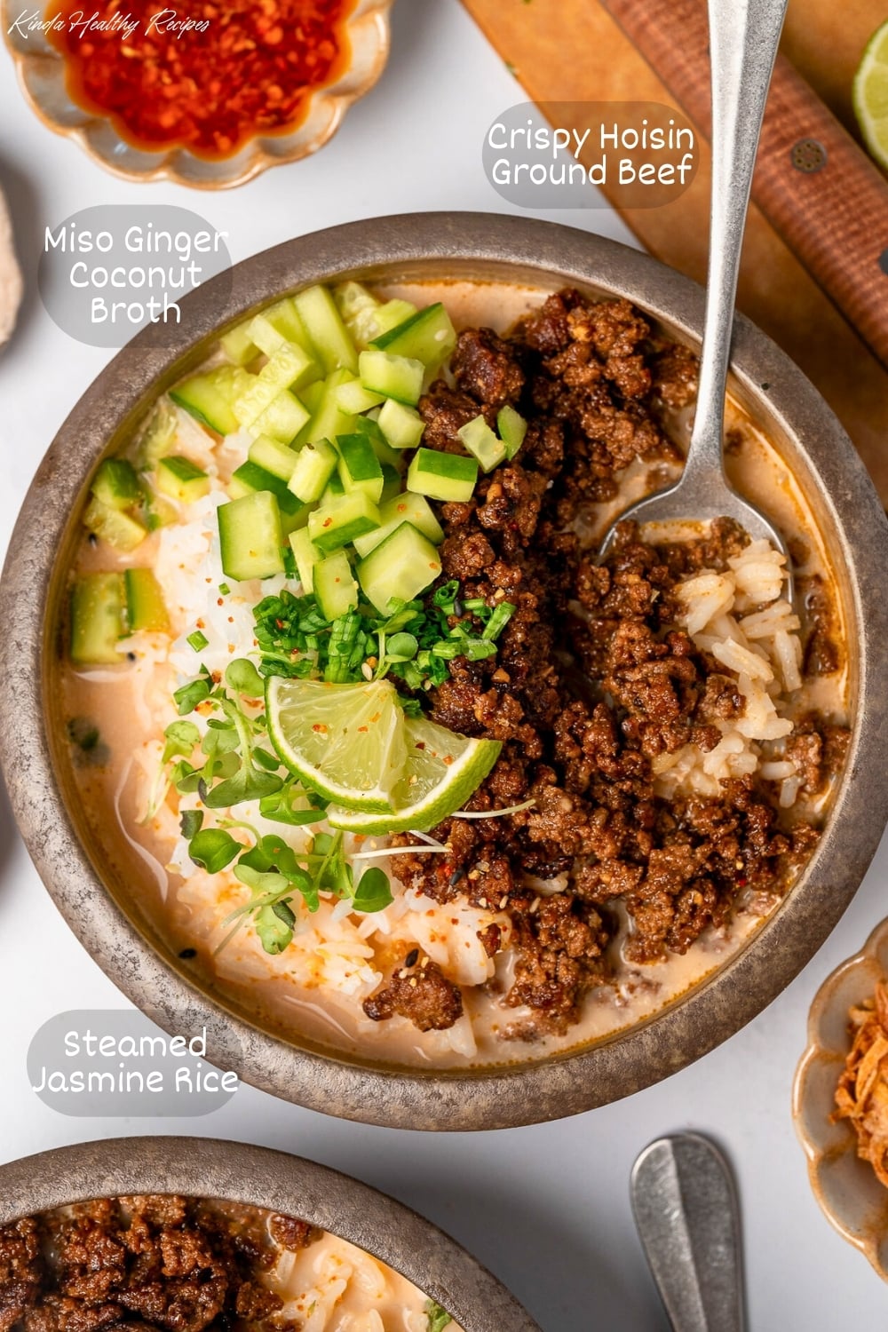 20-Minute Broth Bowls with Crispy Ground Beef and Rice