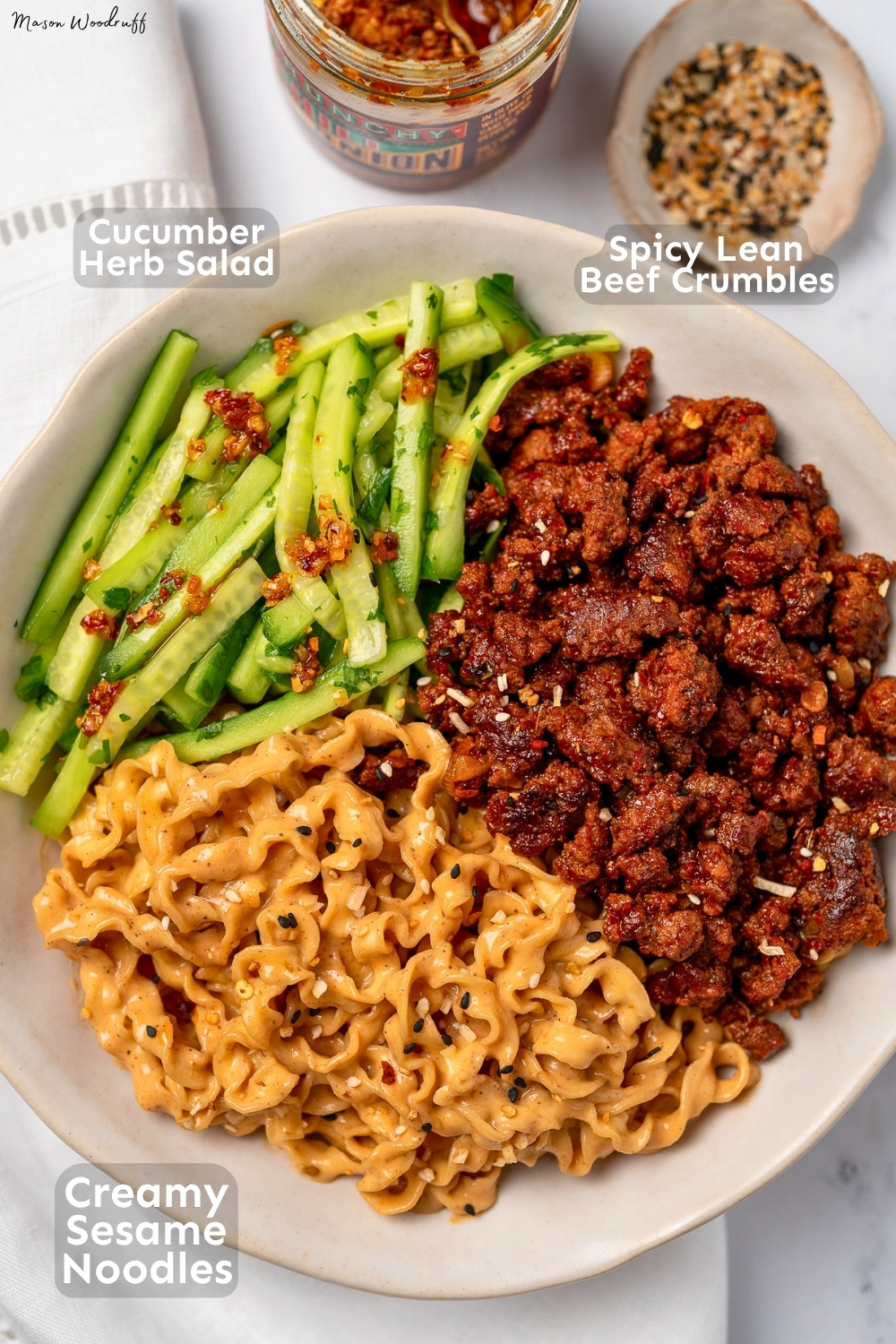 Creamy Sesame Noodles with Spicy Beef