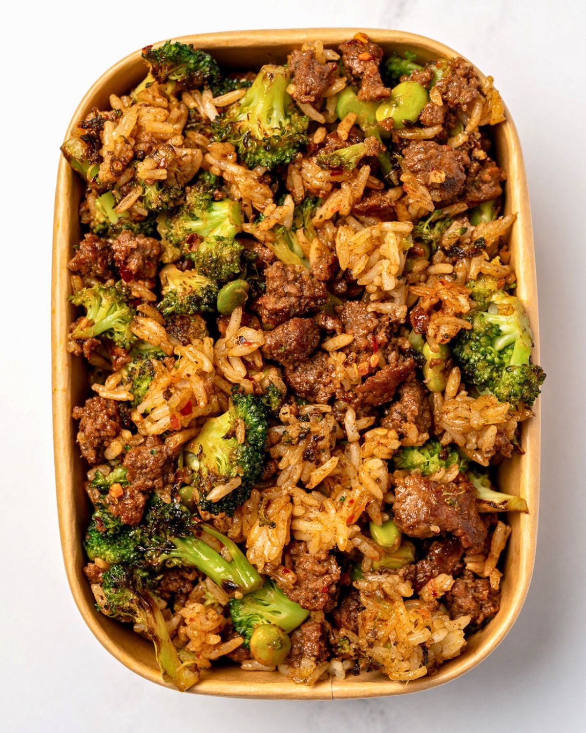 meal prep container with fried rice inside